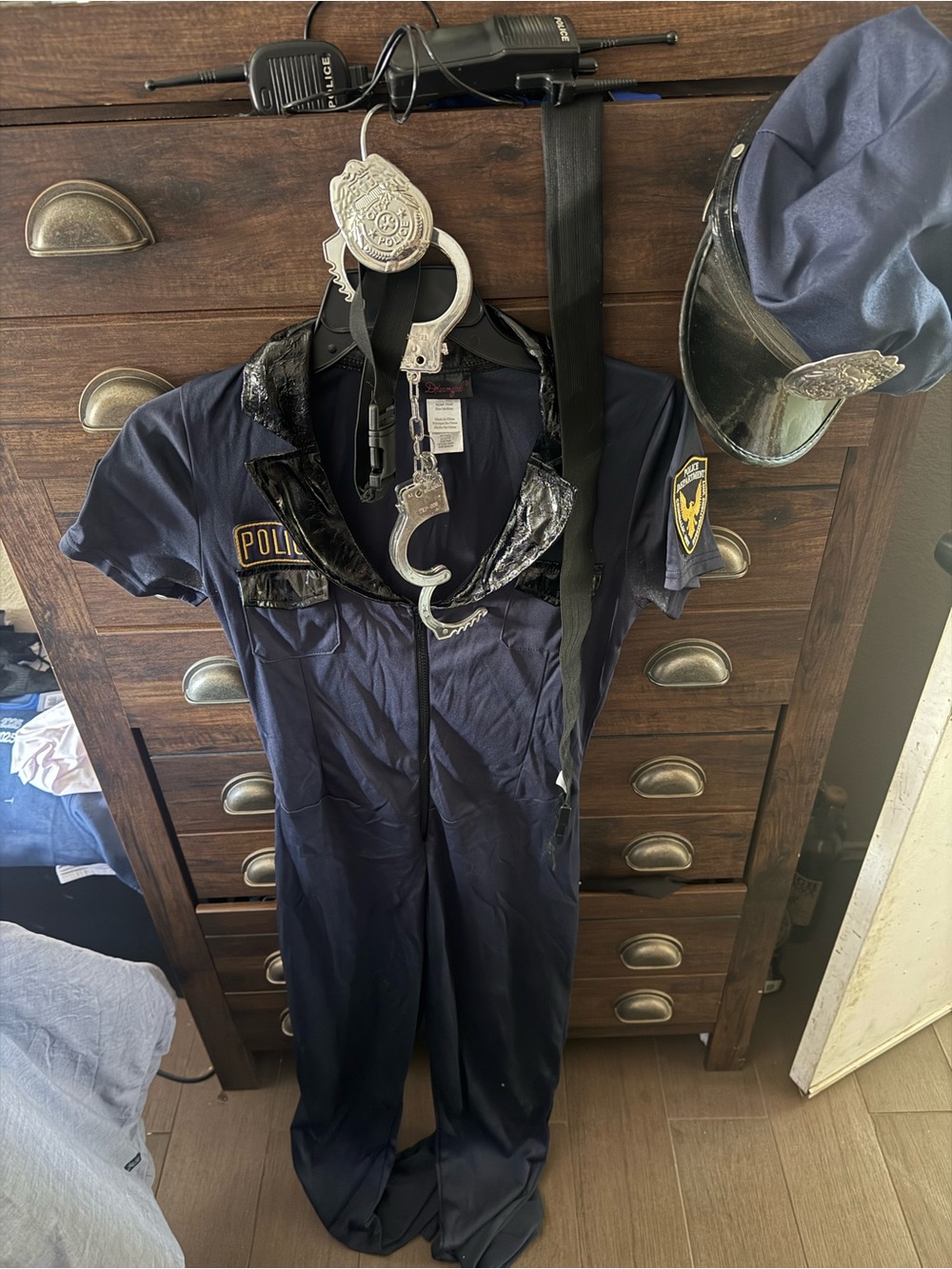 Girls Police Costume One-Piece Jumpsuit with Hat and Badge